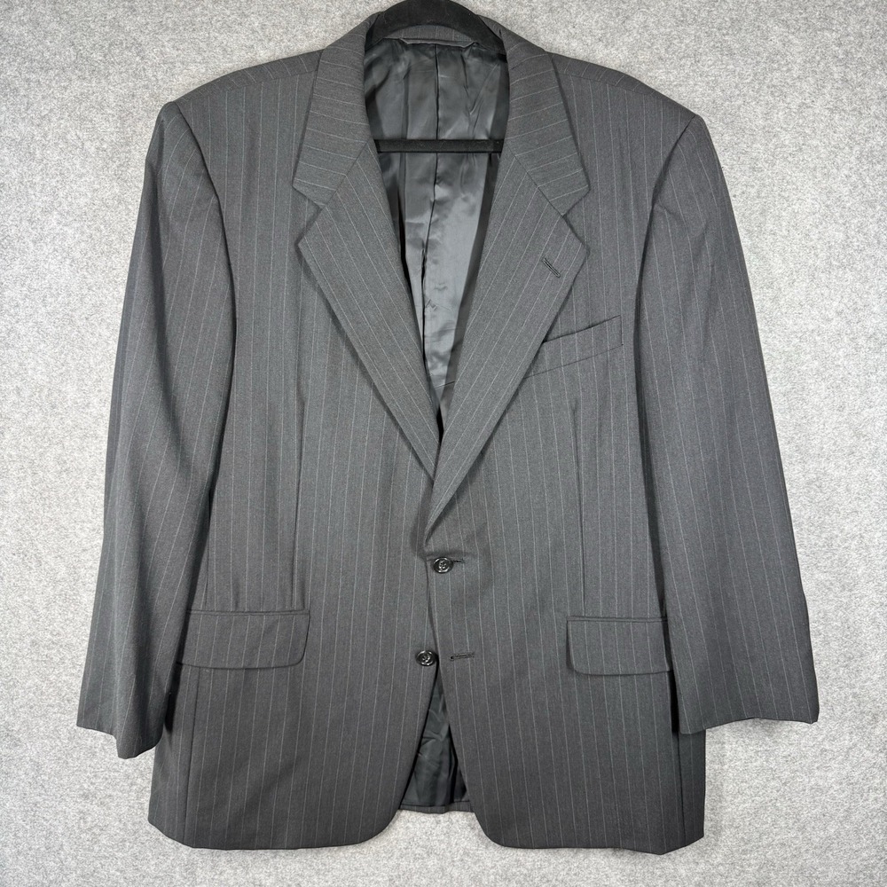 Hickey Freeman Boardroom Blazer Mens 43R Gray Pinstripe 100% Wool Suit Jacket